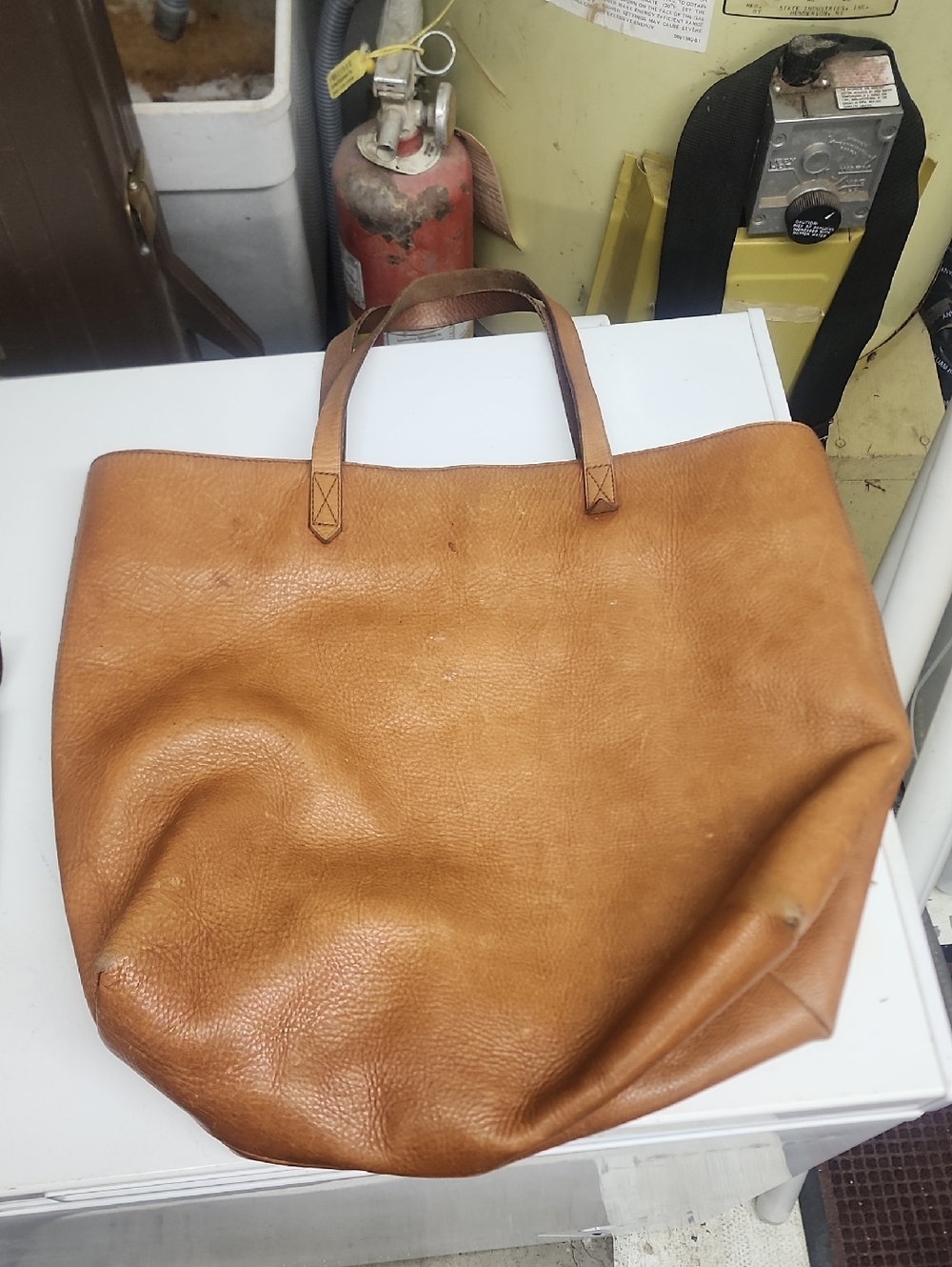 Madewell Leather Tote in Cognac Brown